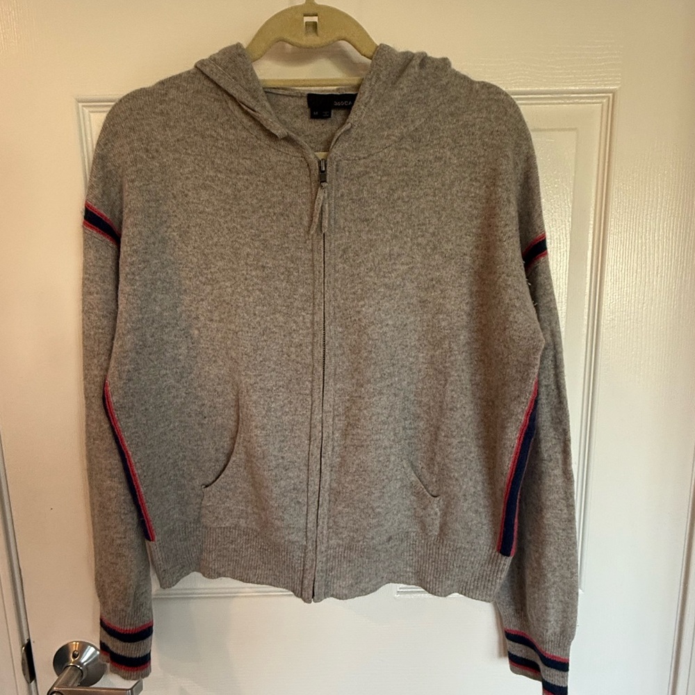 360 Cashmere M Grey Zip Up Sweater
